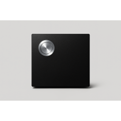 Zwarte strakke deurbel met knop in de hoek 80x80 . Model A