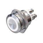 Drukknop 19 mm - Witte LED-ringverlichting - IP67 IK10 - Roestvrij staal - Plat - Schroefcontacten