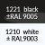 Naamplaat bovenaan: Zwart (±RAL 9005) + witte tekst (±RAL 9003). Rest: wit vlak+ zwarte tekst 
